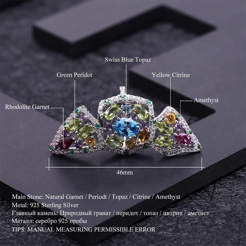 Originální designový skládací prsten s drahokamem personalizované šperky s 925 stříbrem vykládaný prsten s přírodními drahokamy