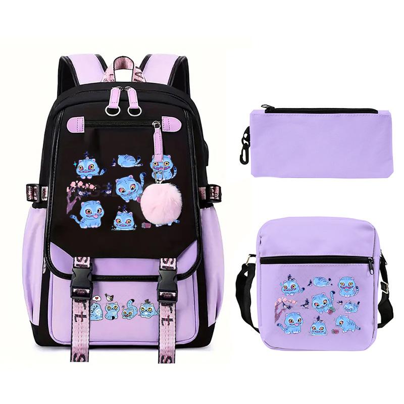 Animation Cartoon Peripheral Printing Children'S Backpack Campus Large Capacity Primary And Secondary School Students Schoolbag Three-Piece Set