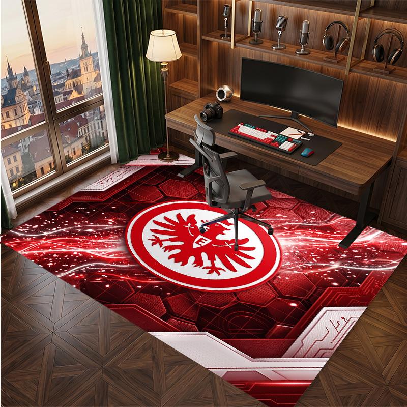 Eintracht Frankfurt Football Print Crystal Velvet Rug, Comfortable Water Absorbent Non Slip Indoor Floor Carpet
