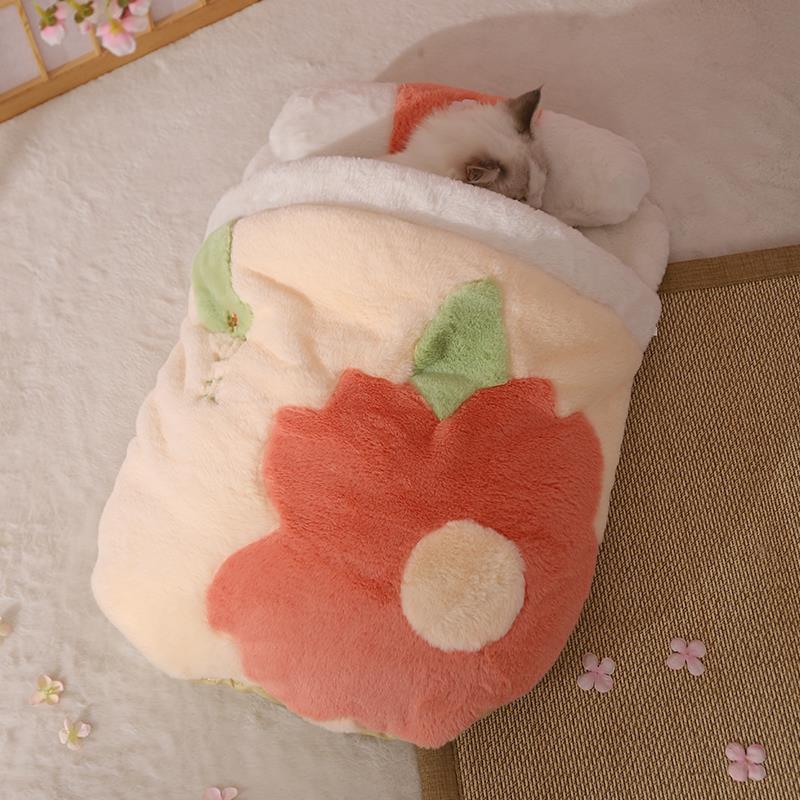 Winter warm semi-sealed pad cat bed cushion blanket for pets washable security dog tent cute slippers tunnel house thick
