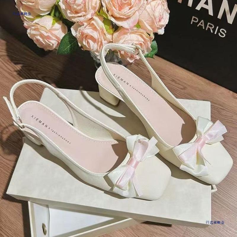 Baotou sandals women's back empty new summer gentle temperament Mary Jane single shoes high heels thick heel