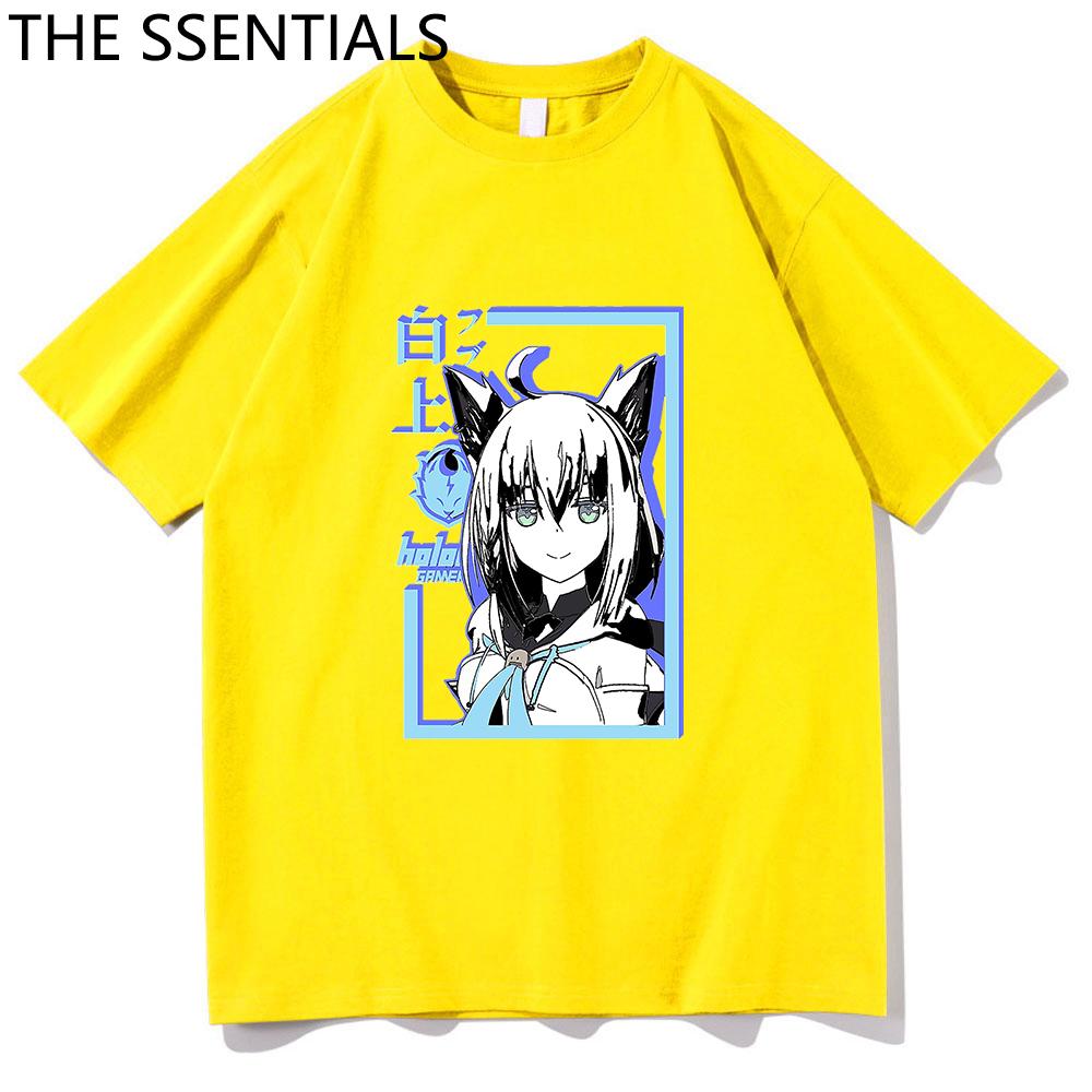 Hololive VTuber T-skjorte Unisex Harajuku tegneserie-grafikk-t-skjorter Unisex-tilfeldig bomullst-skjorte Herre Anime Kawaii Shirakami Fubuki T-skjorte