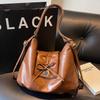 Pu Retro Shoulder Bag With Butterfly Bow Design For Daily Office Use
