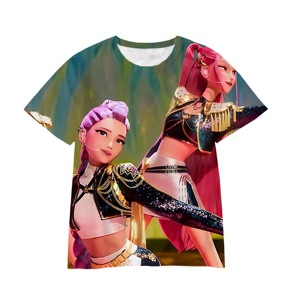 Kpop Caça às Bruxas Grupo Impressão 3D Camisetas Infantis Meninas Meninos Anime Desenho Animado Moda Casual Camisetas Macias