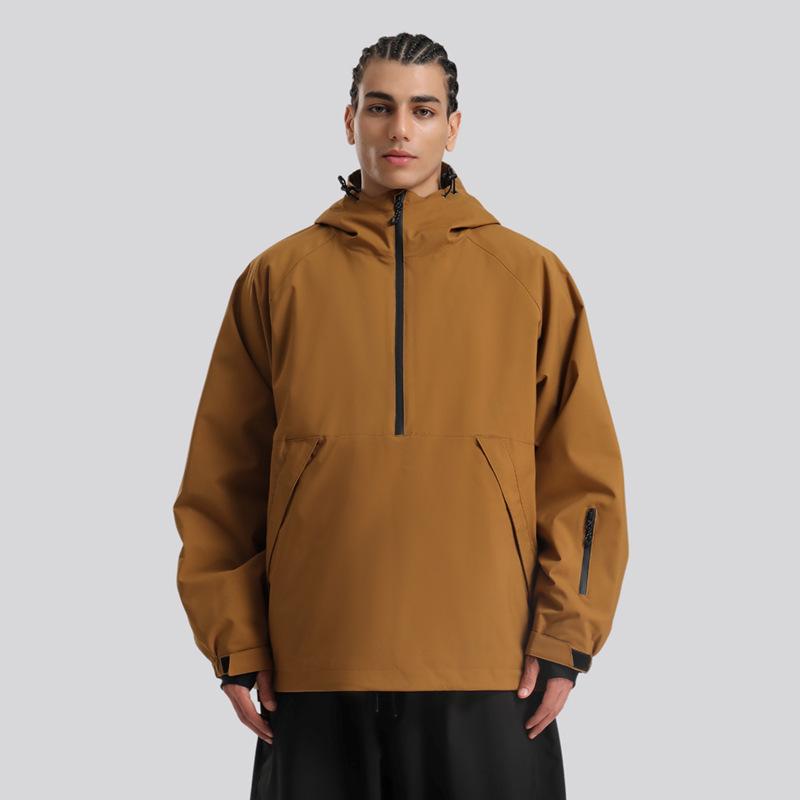 Men's and Women's Pullover Ski Jacket Snowboard Coat Waterproof Winter Baggy Snow Jackets with Hood Windproof Warm Insulation Outdoor Skiing Jackets