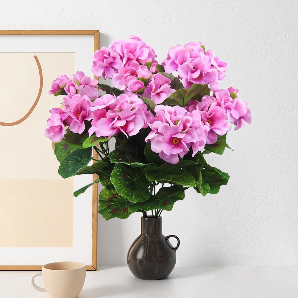 2 ks 32cm Umělé květiny Pelargonie Netkaná Umělá Pelargoniová Keř Falešné Pelargonie Květinové Keře pro Vnitřní Domácí Květinovou Dekoraci