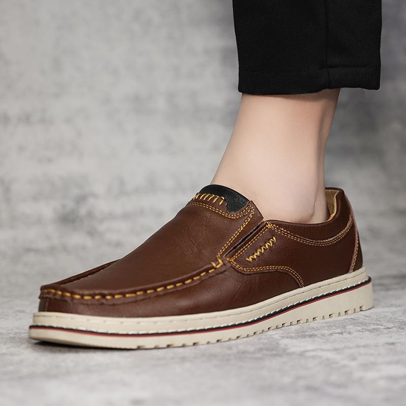 Fashion Men Loafers Party Driving Loafers Shoes Male Genuine Leather Business Office Leather Men's Casual Flats Moccasins Black Brown 47