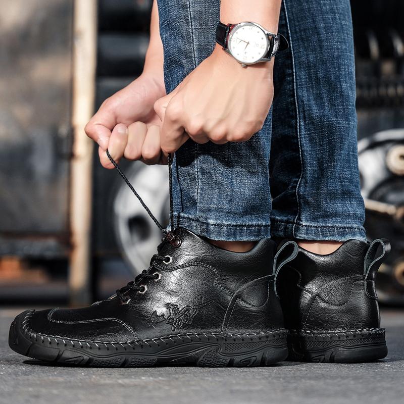 38-48 Herren Handgefertigte Echtleder Stiefel Bequeme Stiefeletten für Herren Freizeitschuhe Outdoor Workwear Schuhe