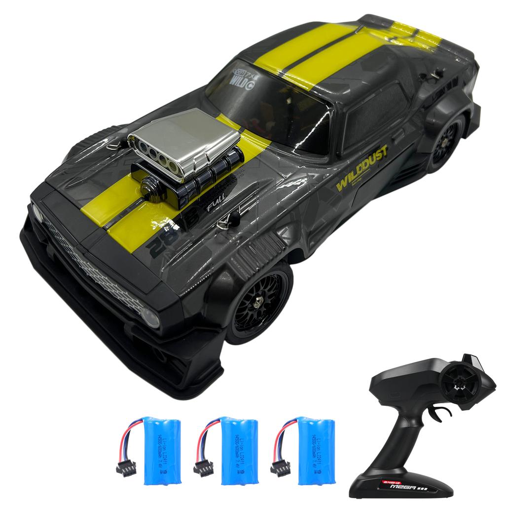 Remote Control Drift Car, 2.4GHz 1:16 Scale 4WD 50KM H High Speed Model Vehicle with Gyro, LED Lights Drifting Tires,