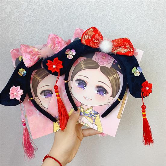 Girl Flower Tassel Hair Hoop Cosplay Princess Headwear Chinese Ancient Hairband