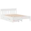 VidaXL Bed Frame with Headboard White 135x190 Cm Solid Pine Wood, Bedroom Furniture, Slatted Base, Wooden Bed, 3301882