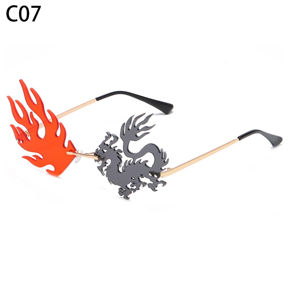12Styles Chinese Dragon Shaped Sunglasses Metal Frame Rimless Sun Glasses Party Decor Glasses for Women Men UV400 Protection