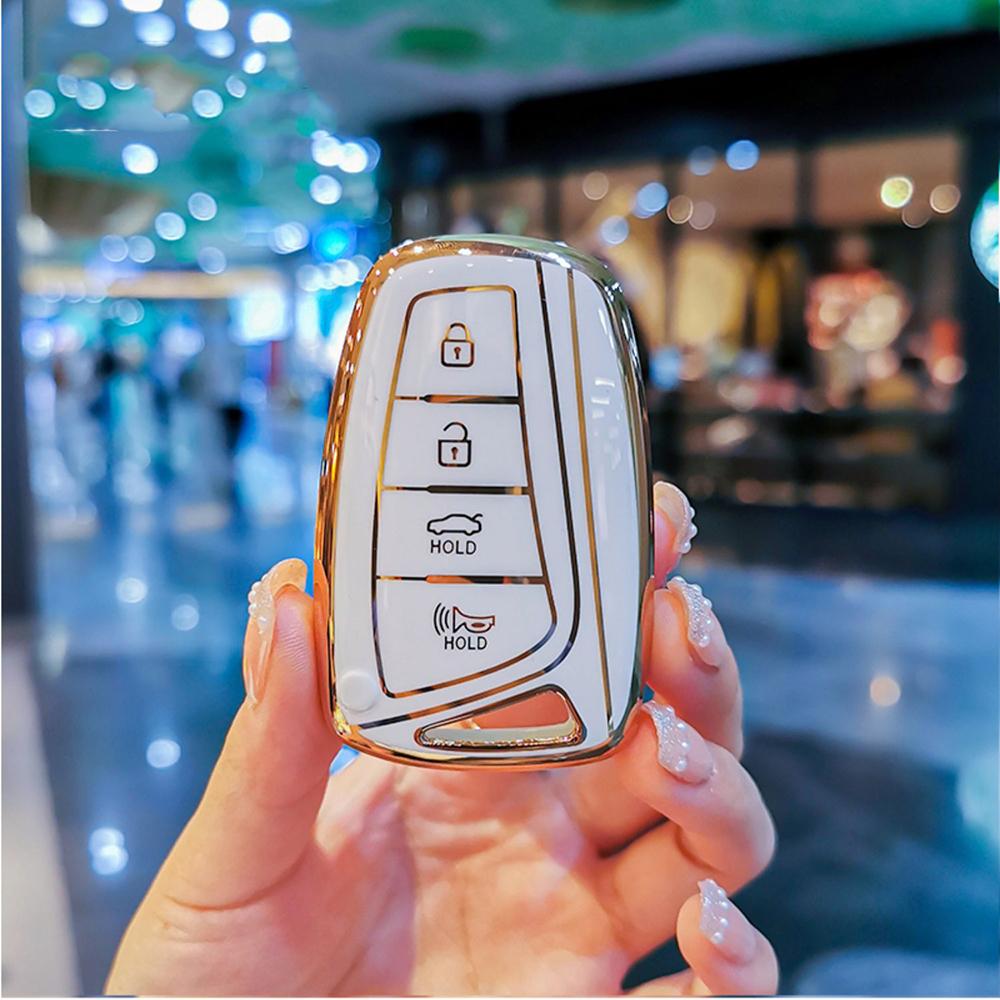 Fashion TPU Car Key Case Shell For Hyundai Santa Fe Sport Ix45 Equus Centennial Genesis G80 Grandeur Azera 2013-2016 Keychain