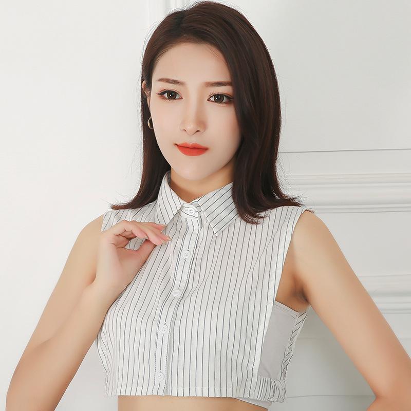 Perfect Match Mens Striped Casual Fake Collars For Women'S Removable Stand Lapel Blouse Half Shirt Detachable Collars False Collar Decor