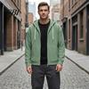 Fashionable Waffle Knit Hoodie Men's Hooded Jacket, Solid Zip Up with Adjustable Lightweight Athletic Outerwear Hood & Pockets, Long Sleeve