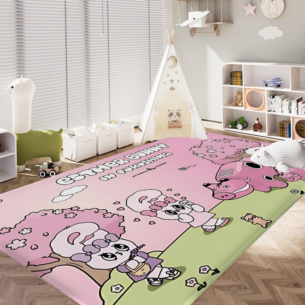 E-Esther Bunny Cartoon Entrance Door Mat Nordic Style Home Doormat Bathroom-Toilet Mats Bedroom Hotel Decor Mat