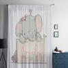 Lovely Elephant and Bird Tulle Curtains for Living Room Bedroom Window Sheer Curtains Kitchen Balcony Voile Curtains