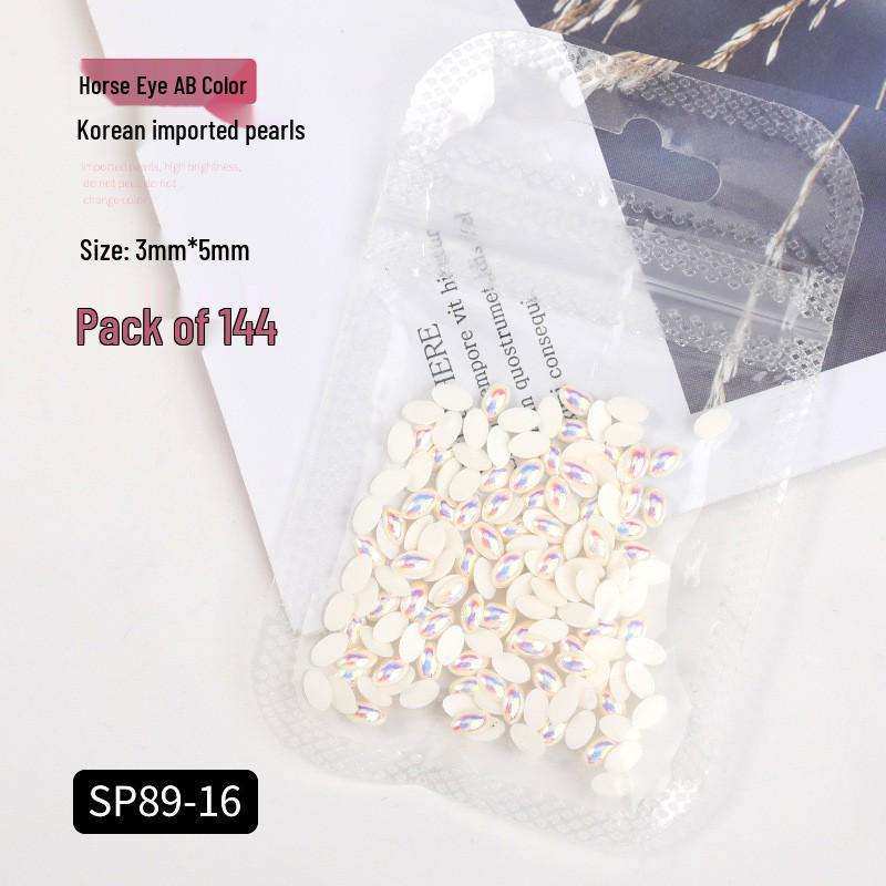 Korean Iridescent AB Pearl Nail Art Stickers - Various Sizes & Shapes