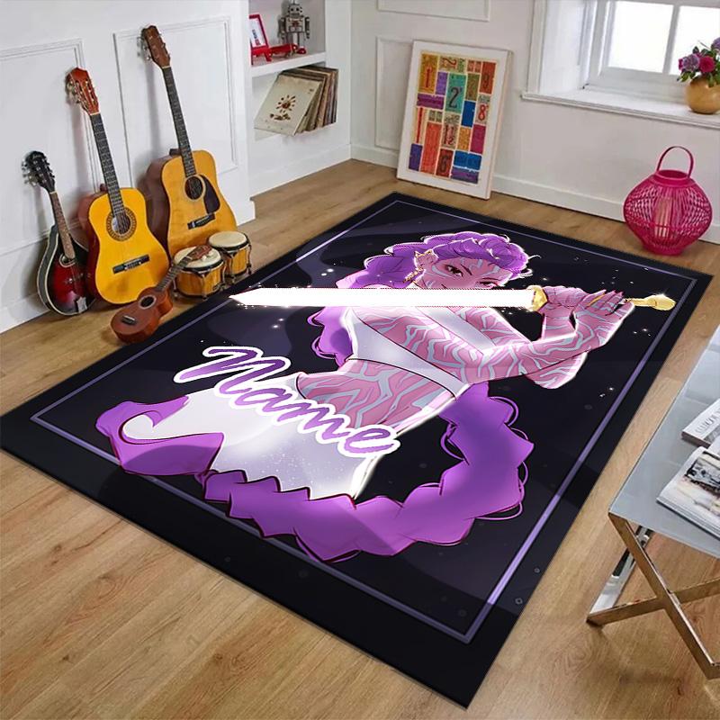 Custom KPop Demon Hunters Mat Personalized Name, Polyester Washable Indoor Entryway Rug, Gift for Christmas, Easter, Thanksgiving Day