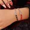 2Pcs/Set Handmade Braided Bracelet for Couple Lover Romantic Spider Web Beaded Metal Chain Bangle Halloween Friendship Zircon