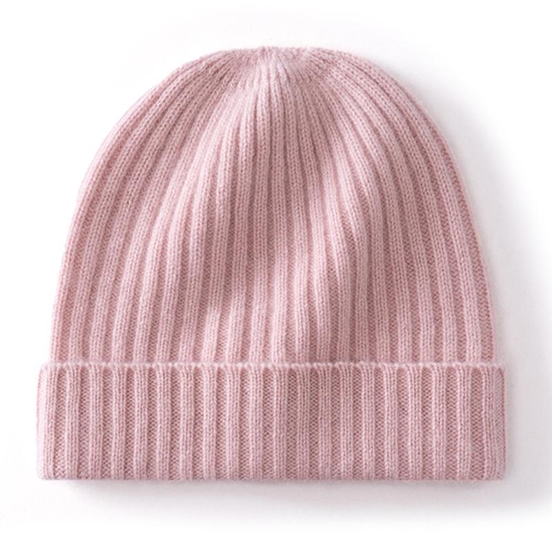 Women s 100% Pure Cashmere Knit Hat - Versatile Vertical Stripe Design One Size розовый