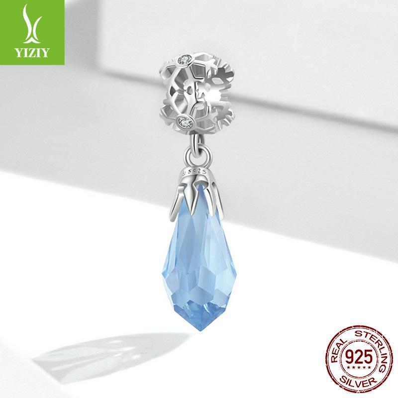 Snowflake Ice Crystal Electroplating Bracelet Pendant, Ice And Snow Series S925 Silver Beaded Accessories Bsc515