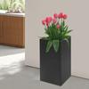 Large Metal Planter Box for Outdoor Garden, 16x16x30 Inch Black Vertical Galvanized Steel Standing Raised Garden Planter Box