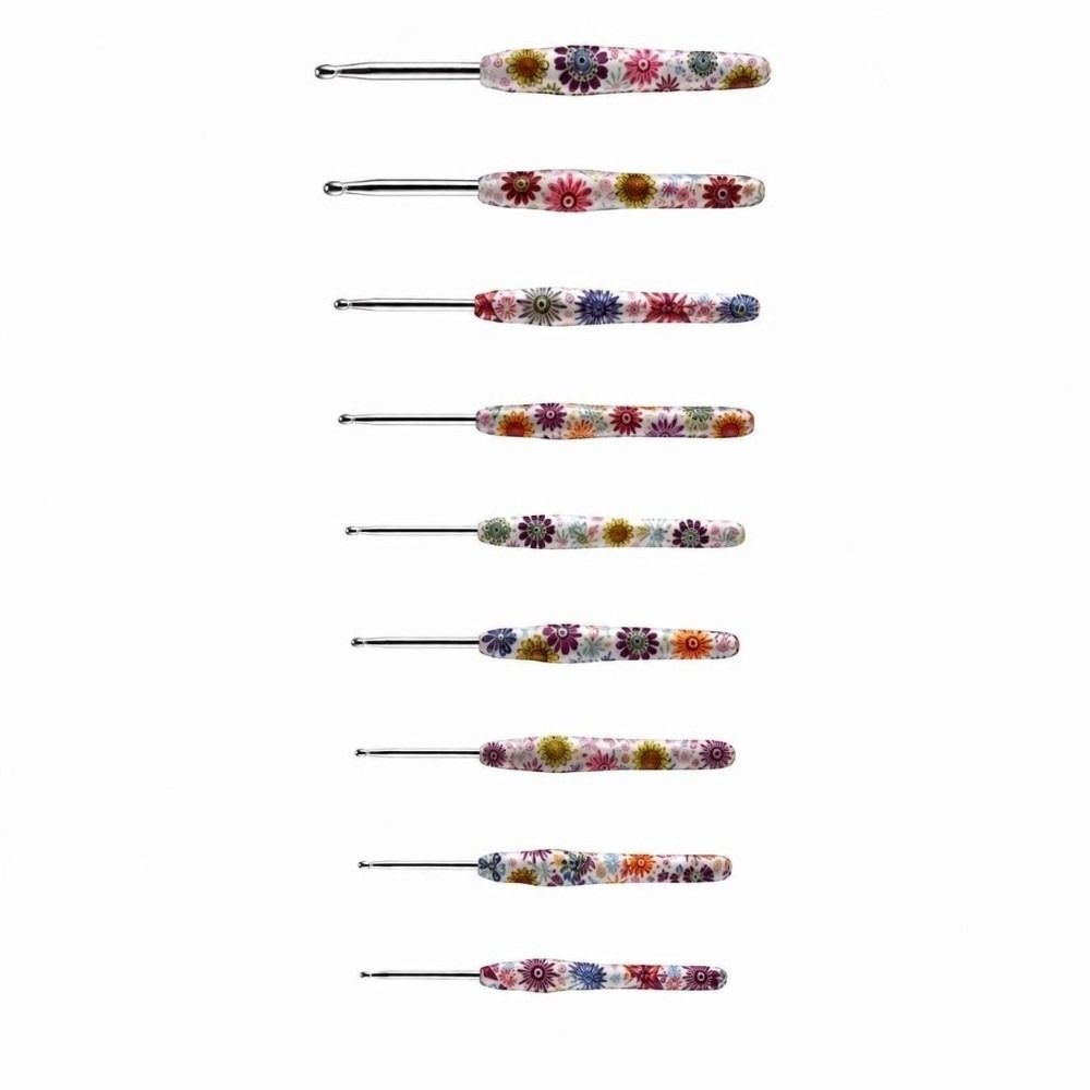 Sunflower Printed Handle Knitting Needles Fine Hook Head Doll Weaving Hooks For Doll Weaving
