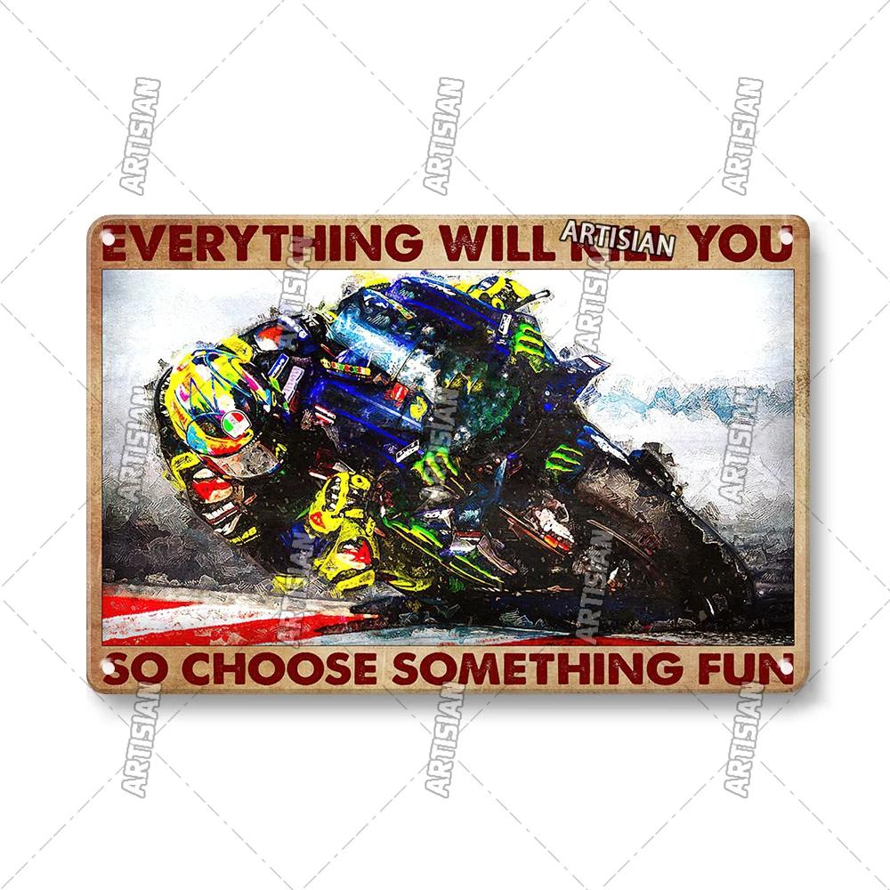 ARTISIAN Rusty Motorcycle Garage Wall Metal Tin Sign Vintage Decorative Plate Man Cave Metal Plaque Club Studio Industrial Decor