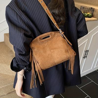 Borsa a tracolla messenger retrò da donna con frange