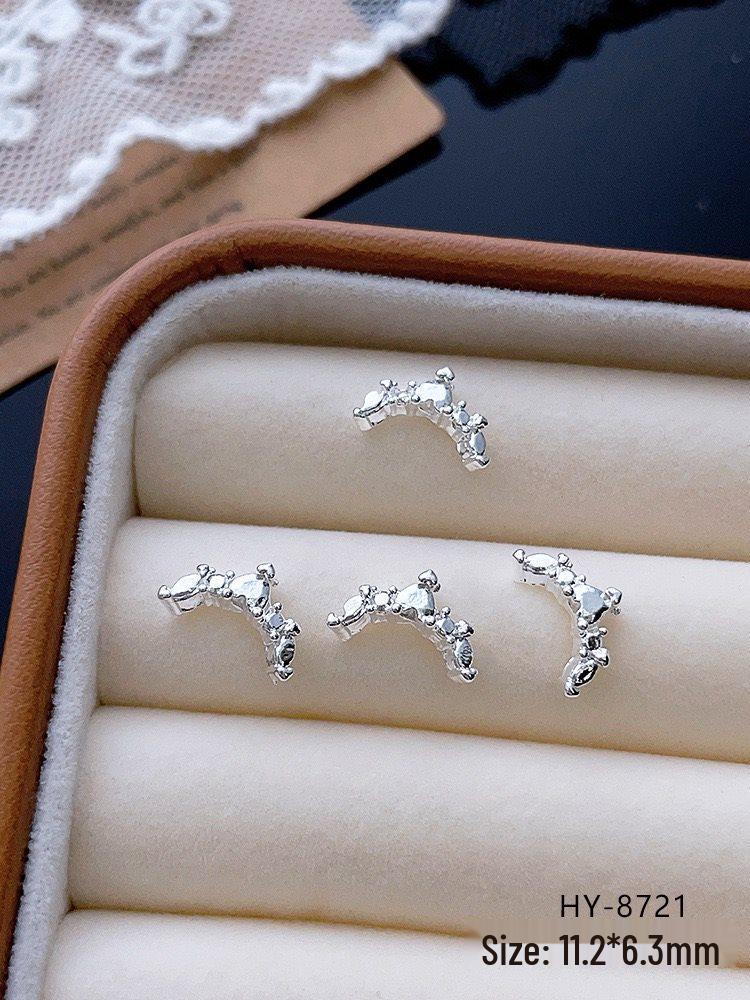 Silver Butterfly & Star Rhinestone Nail Decoration Set