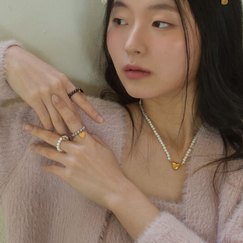 odds&ends heart pearl ring (3colors)