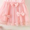 Girls' Fashionable Bow Tie Netted Chiffon Dress - Summer Children's Princess-style Dress