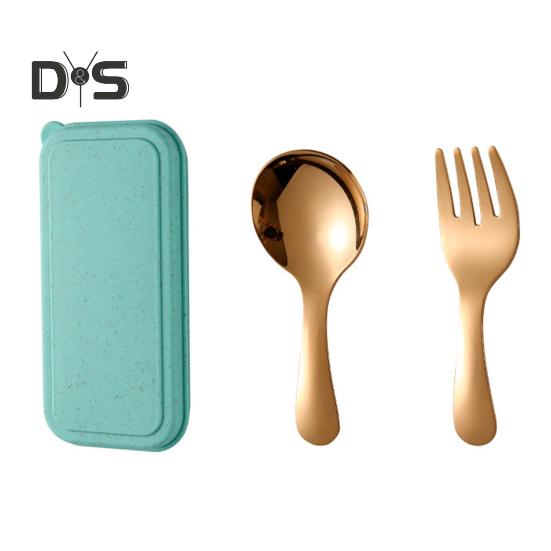Set di forchette e cucchiai in acciaio inossidabile con custodia, set di utensili da viaggio con impugnatura ergonomica, utensili da picnic portatili per viaggi, picnic e campeggio