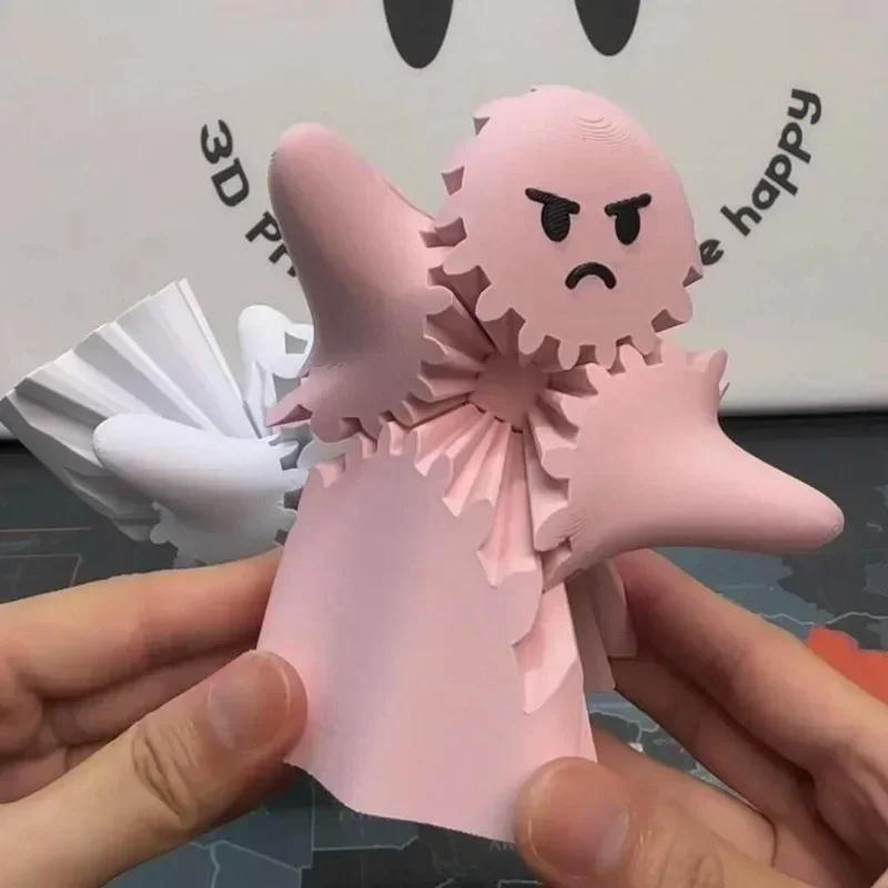 3D Printed Gear Ghost Twisted Twisted Creative Movable Ornaments Desktop Decor Stress Relief Toys For Halloween Gifts