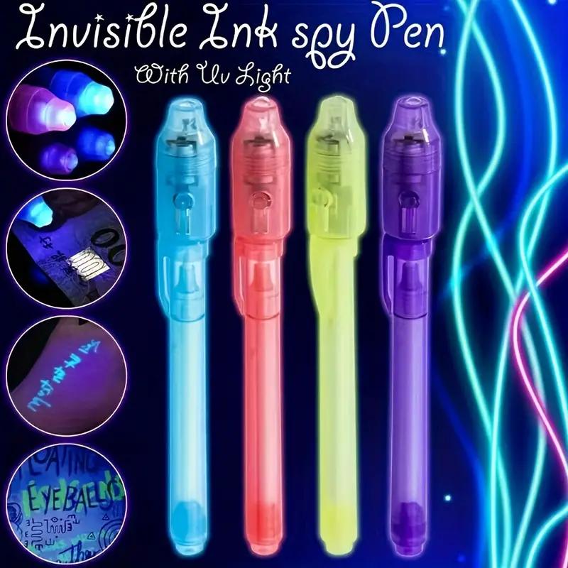 20 Stück Unsichtbarer Tintenstift Set - Geheime Nachrichten schreiben - Inklusive UV-Licht zum Enthüllen von Nachrichten, Farbe des Stifthalters ist zufällig.