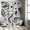 Modern Black White Abstract Pattern Shower Curtain Decorative Bathroom Accessories for Home Decoration 3D Printed Waterproof Bat