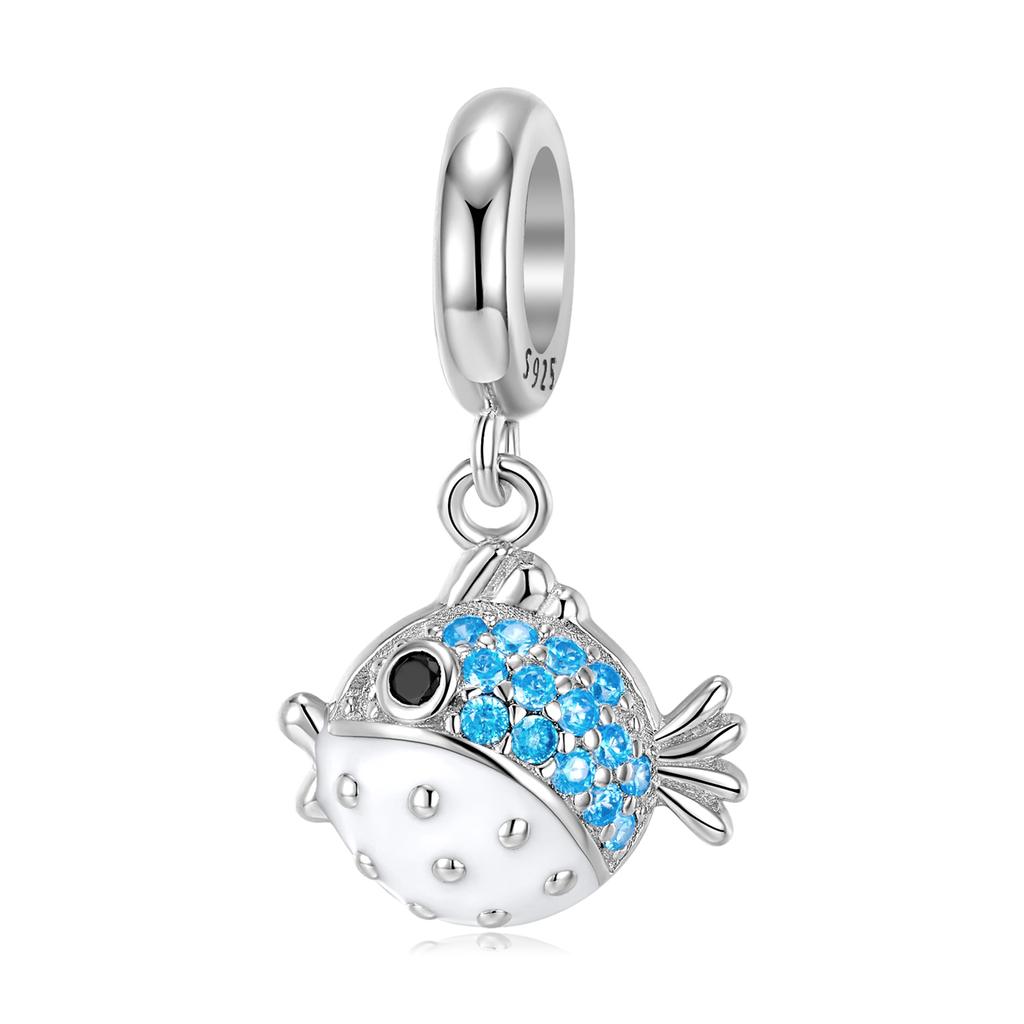 Genuine 925 Sterling Silver Blue Sea World Shark Embrace Love Heart Dolphin Collection Charms Love Pendant Fit for Charm Bracelet Beads