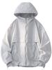 Herren Kapuzen-Sonnenschutzjacke Sommer Ultra Dünn Reißverschlusstasche Windjacke Elastische Bündchen Outdoor Wandern Angeln Hautschutzjacken