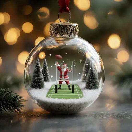 Bombka Szklana Stadion Świętego Mikołaja Ozdoba Wisząca na Choinkę z Motywem Sportowym Świąteczna Dekoracja Domu
