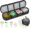 7 Days Pill Medicine Box Weekly Tablet Holder Storage Organizer Container Case Pill Box Splitters Black Pill Case Organizer