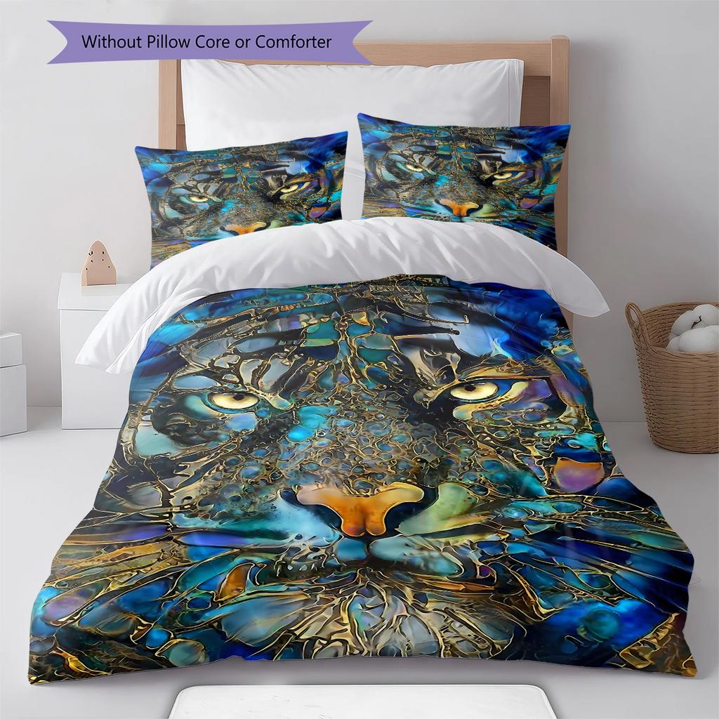 Animal Pattern Bedding Quilt Set Quilt Cover Pillowcase Home Decoration Gift (1 * Duvet Cover + 2 * Pillowcase, Without Core)
