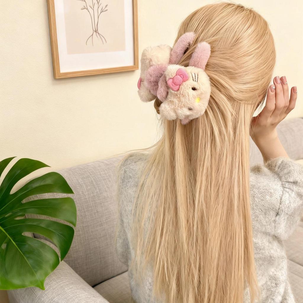 Meiji Cute Plush Kitty Hair Clip – Sweet Shark Design for Girls