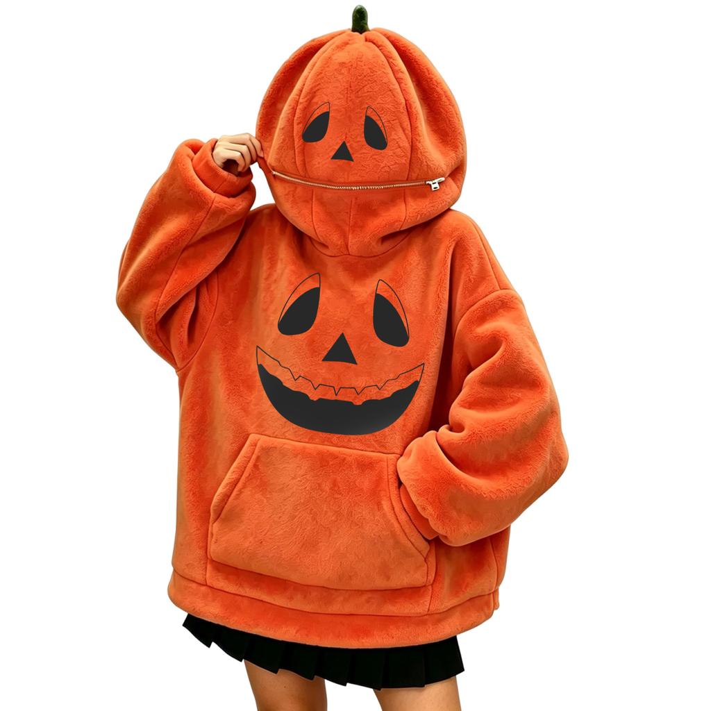 Men's and Women's Matching Halloween Pumpkin-Headed Vintage Sweatshirt