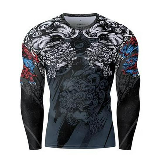 Men's Quick-Dry Long-Sleeve Gym Training Top and Running Tights