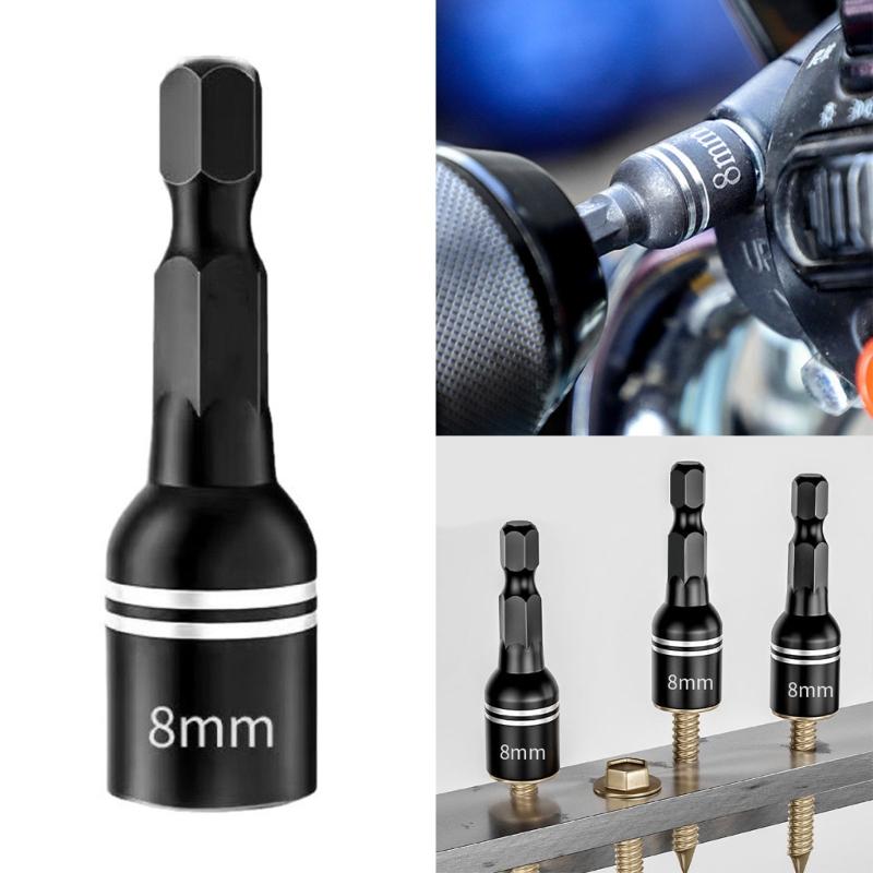 8mm 5/16" Hexagonal Shank Magnetic Power Nut Driver Set Impact Socket Adapters Bit Extension