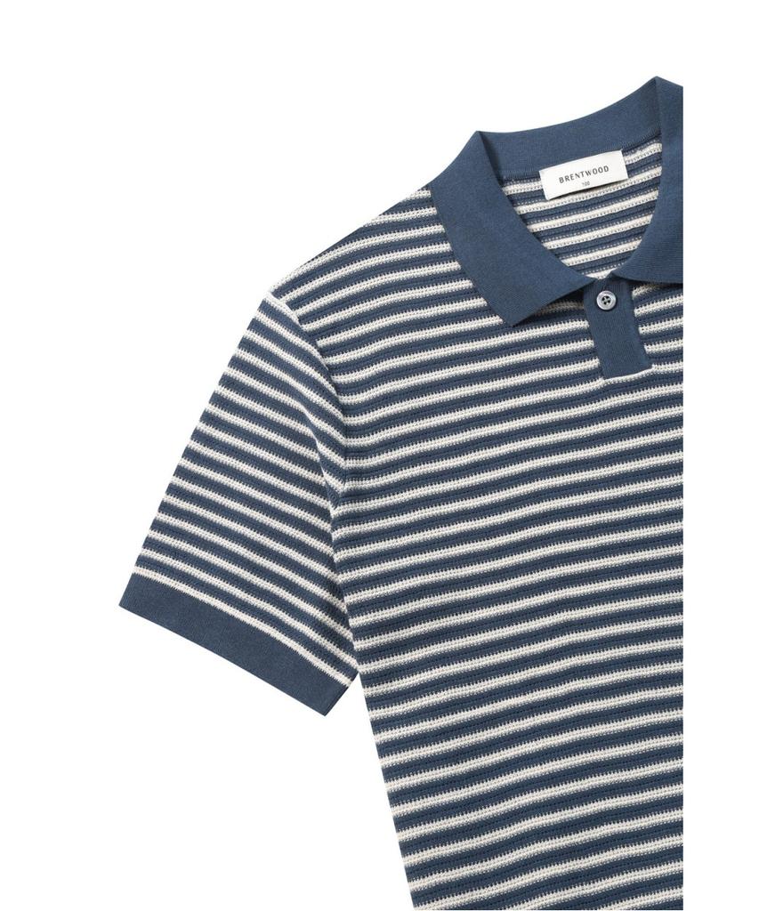 BRENTWOOD [Liberty] Washable Striped Polo Neck Sweater Brwam26512Bux