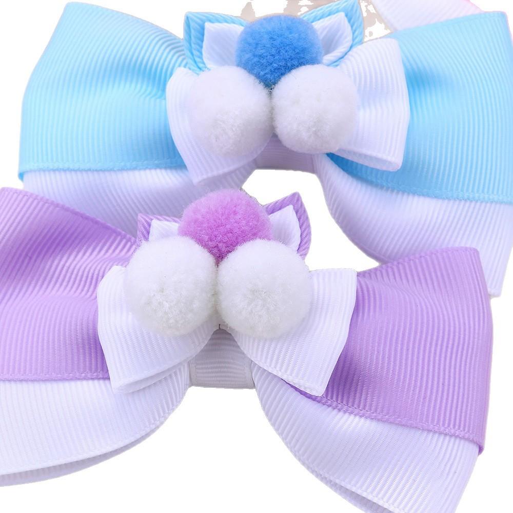 2Pcs New Cute Children's Candy Hairpin, Ribbed Hairpin, Rabbit Ear Hair Accessories Bow Headdress Clip Gift