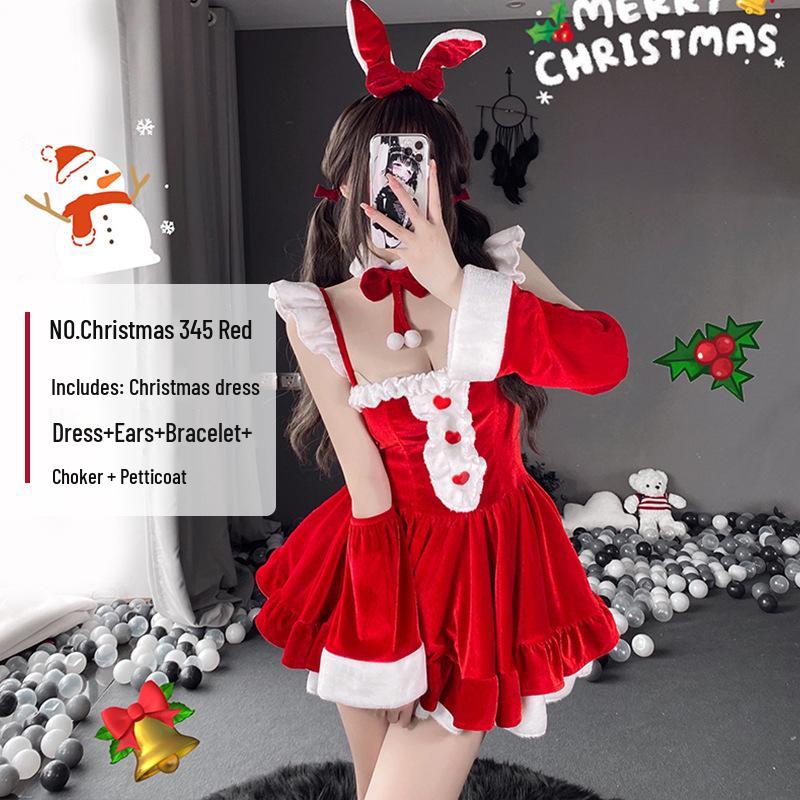 Domi La Sexy Bunny Girl Christmas Lingerie Set: Tempting Plus Size Maid Outfit