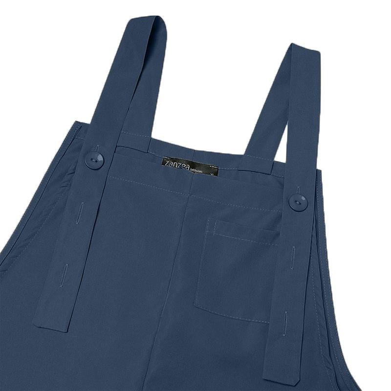 ZANZEA Womens Casual Square Collar Pocket Slit Sleeveless One-Piece Dresses